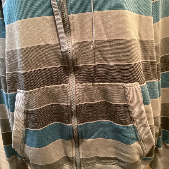OP Zip Up Hoodie Size XL, Gray,Blue Stripes - Picture 4 of 9